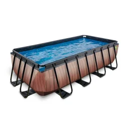 Exit Toys Exit - Piscina Wood efecto madera 400 x 200 x 100 cm con filtro de arena