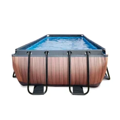 Exit Toys Exit - Piscina Wood efecto madera 400 x 200 x 100 cm con filtro de arena