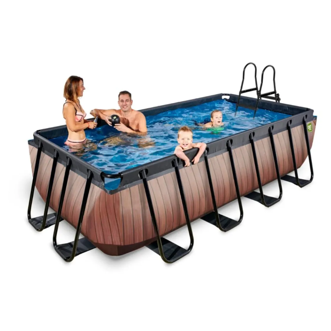 Exit Toys Exit - Piscina Wood efecto madera 400 x 200 x 100 cm con filtro de arena