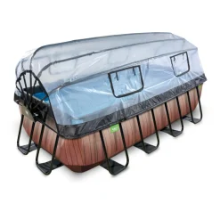 Exit Toys Exit - Piscina Wood efecto madera 400 x 200 x 100 cm con filtro de arena, cúpula y bomba de calor* Piscinas|Juguetes De Verano