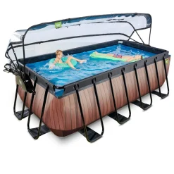 Exit Toys Exit - Piscina Wood efecto madera 400 x 200 x 122 cm con filtro de arena y cúpula* Piscinas|Juguetes De Verano
