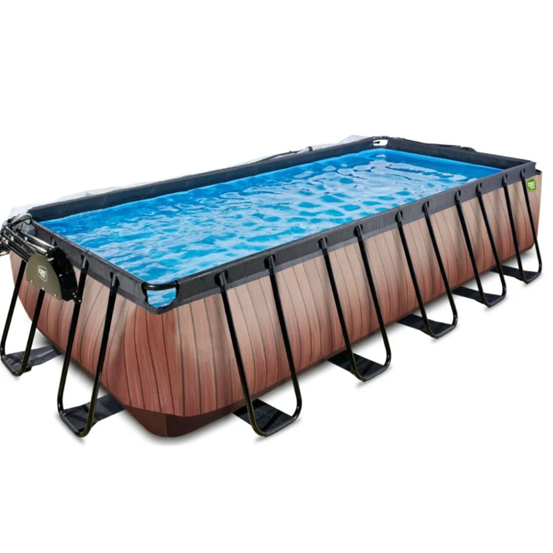Exit Toys Exit - Piscina Wood efecto madera 540 x 250 x 122 cm con filtro de arena, cúpula y bomba de calor* Piscinas|Juguetes De Verano