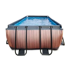 Exit Toys Exit - Piscina Wood efecto madera 400 x 200 x 122 cm con filtro de cartucho