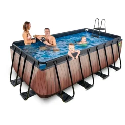 Exit Toys Exit - Piscina Wood efecto madera 400 x 200 x 122 cm con filtro de cartucho