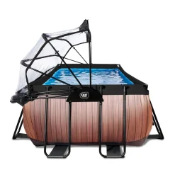 Exit Toys Exit - Piscina Wood efecto madera 540 x 250 x 122 cm con filtro de arena y cúpula