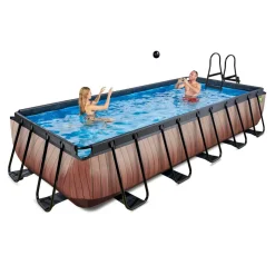 Exit Toys Exit - Piscina Wood efecto madera 540 x 250 x 100 cm con filtro de cartucho