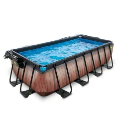 Exit Toys Exit - Piscina Wood efecto madera 400 x 200 x 100 cm con filtro de arena y cúpula* Piscinas|Juguetes De Verano