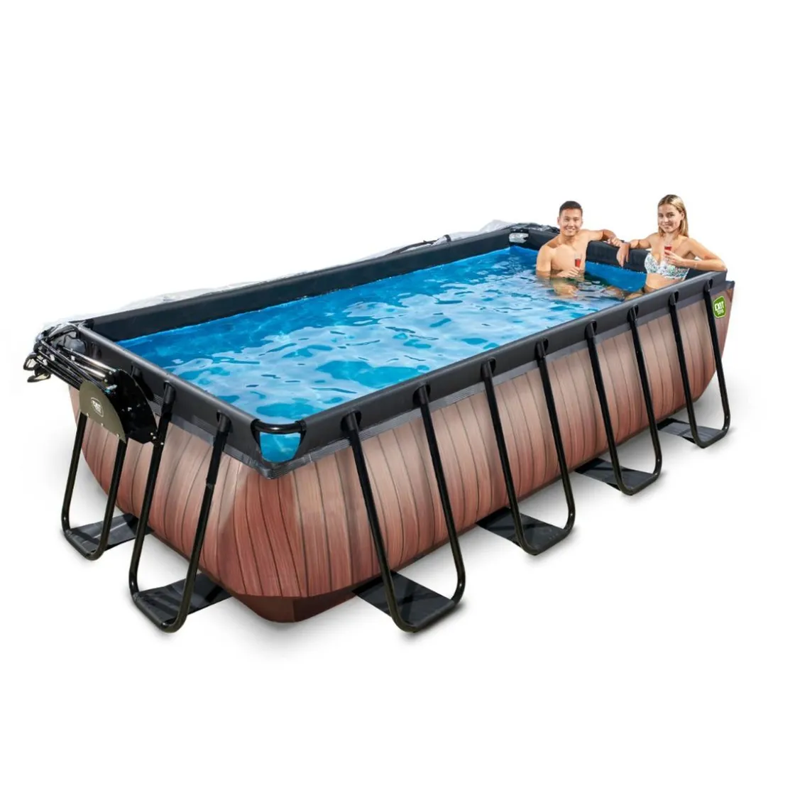 Exit Toys Exit - Piscina Wood efecto madera 400 x 200 x 100 cm con filtro de arena y cúpula* Piscinas|Juguetes De Verano