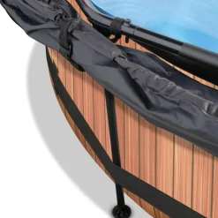 Exit Toys Exit - Piscina Wood efecto madera marrón diámetro 244 x 76 cm con filtro y toldo negro* Piscinas|Juguetes De Verano