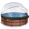 Exit Toys Exit - Piscina Wood efecto madera diámetro 427 x 122 cm con filtro de arena, cúpula y bomba de calor* Piscinas|Juguetes De Verano