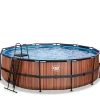 Exit Toys Exit - Piscina Wood efecto madera diámetro 488 x 122 cm con filtro de cartucho