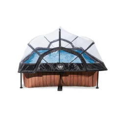 Exit Toys EXIT - Piscina Wood rectangular con cúpula y bomba de filtro 300 x 200 x 65 cm