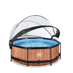 Exit Toys EXIT - Piscina Wood redonda 244 cm con cúpula y bomba de filtro* Piscinas|Juguetes De Verano