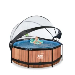 Exit Toys EXIT - Piscina Wood redonda 244 cm con cúpula y bomba de filtro* Piscinas|Juguetes De Verano