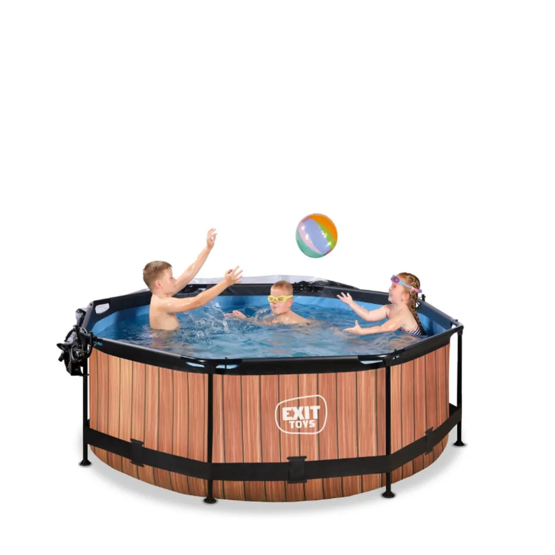 Exit Toys EXIT - Piscina Wood redonda 244 cm con cúpula y bomba de filtro* Piscinas|Juguetes De Verano