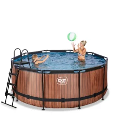Exit Toys EXIT - Piscina Wood redonda 360 cm con cúpula y bomba de filtro