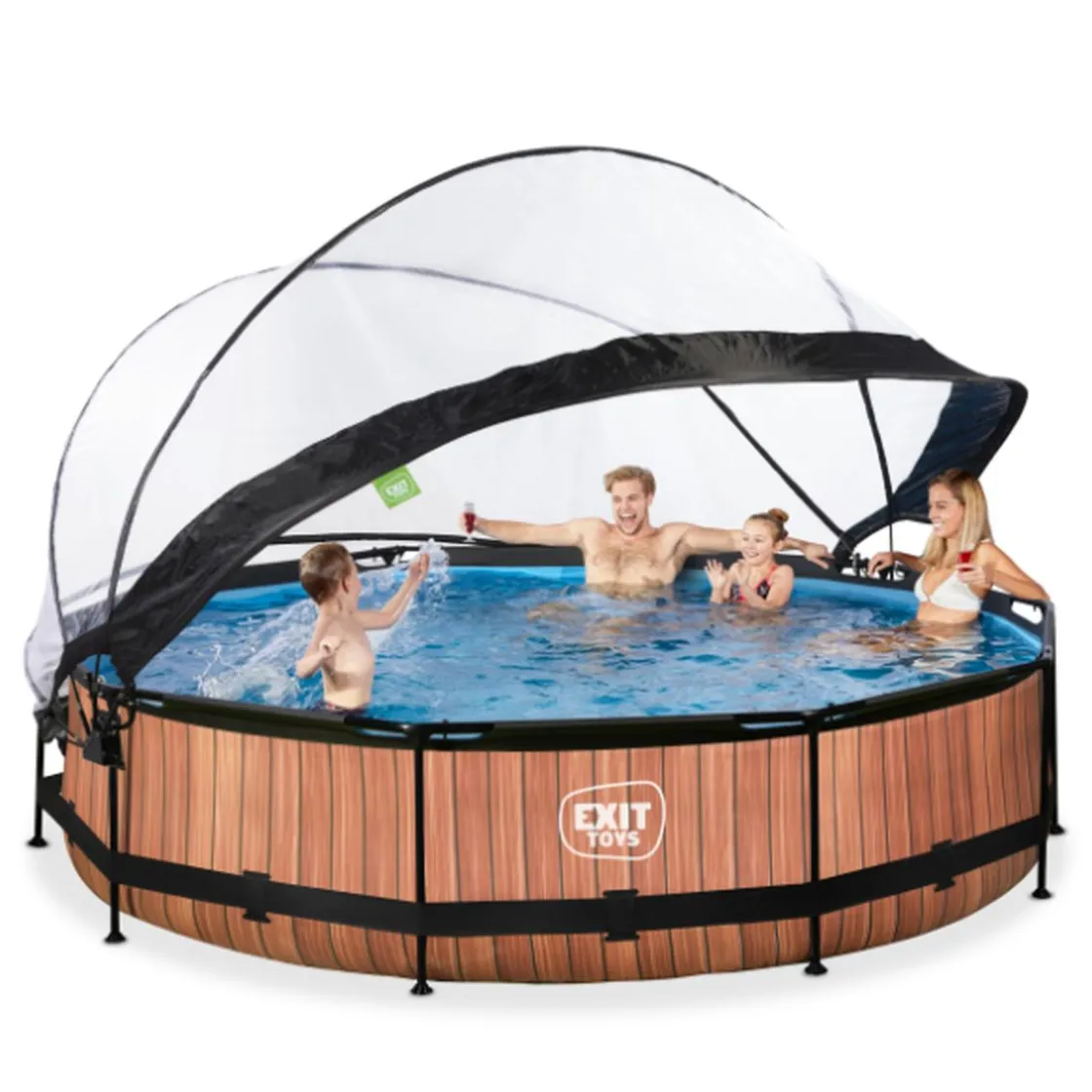 Exit Toys EXIT - Piscina Wood redonda 360 cm con cúpula y bomba de filtro* Piscinas|Juguetes De Verano