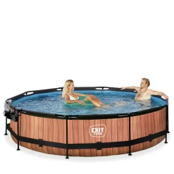 Exit Toys EXIT - Piscina Wood redonda 360 cm con cúpula y bomba de filtro* Piscinas|Juguetes De Verano