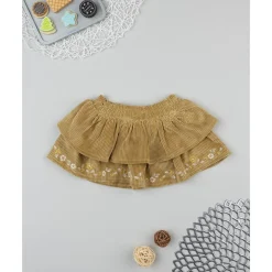 Prenatal Falda niña en terciopelo marrón con bordados