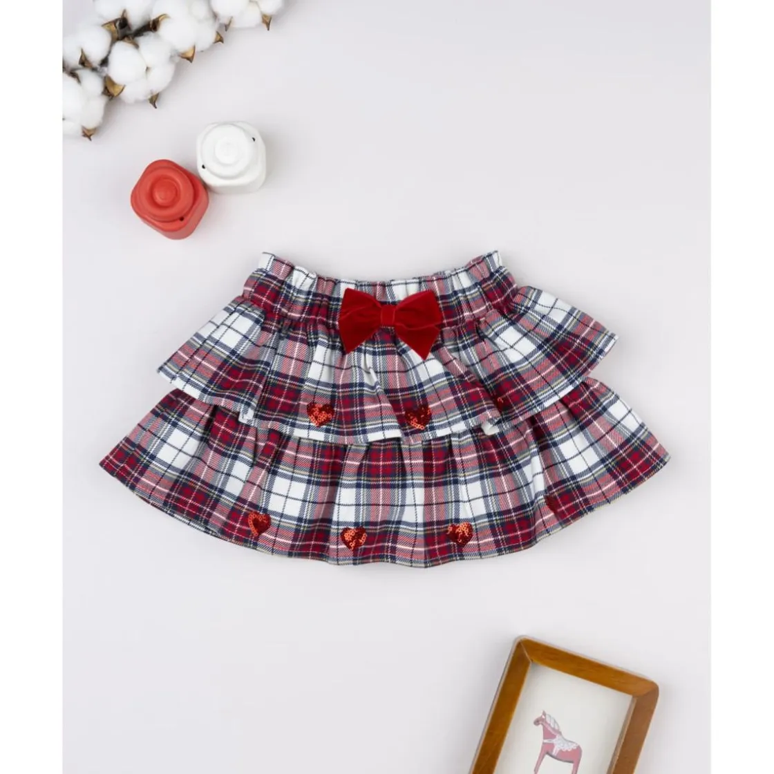 Prenatal Falda niña tartán con lazo de terciopelo* Niña·Bebé Niña 3-36 Meses|Bebé Niña 3-36 Meses·Leggings Y Faldas