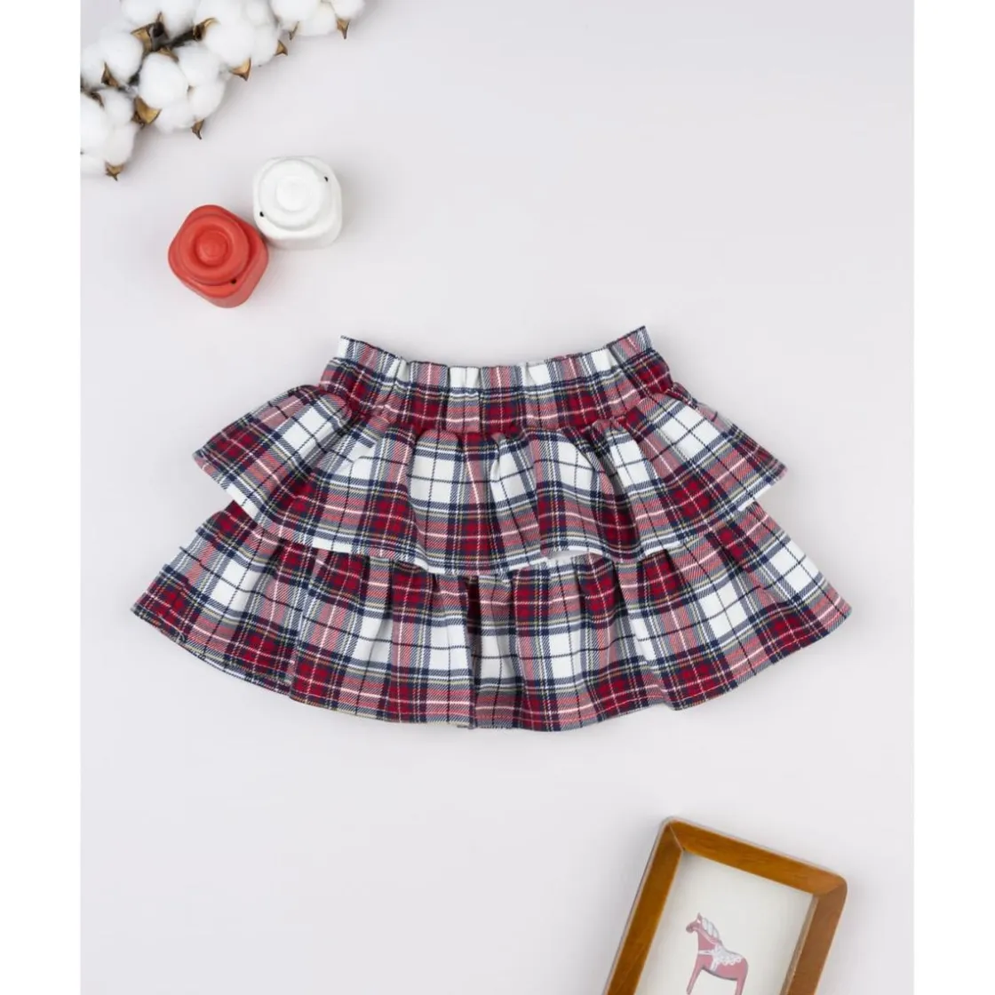 Prenatal Falda niña tartán con lazo de terciopelo* Niña·Bebé Niña 3-36 Meses|Bebé Niña 3-36 Meses·Leggings Y Faldas