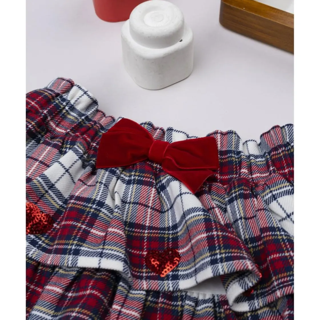 Prenatal Falda niña tartán con lazo de terciopelo* Niña·Bebé Niña 3-36 Meses|Bebé Niña 3-36 Meses·Leggings Y Faldas