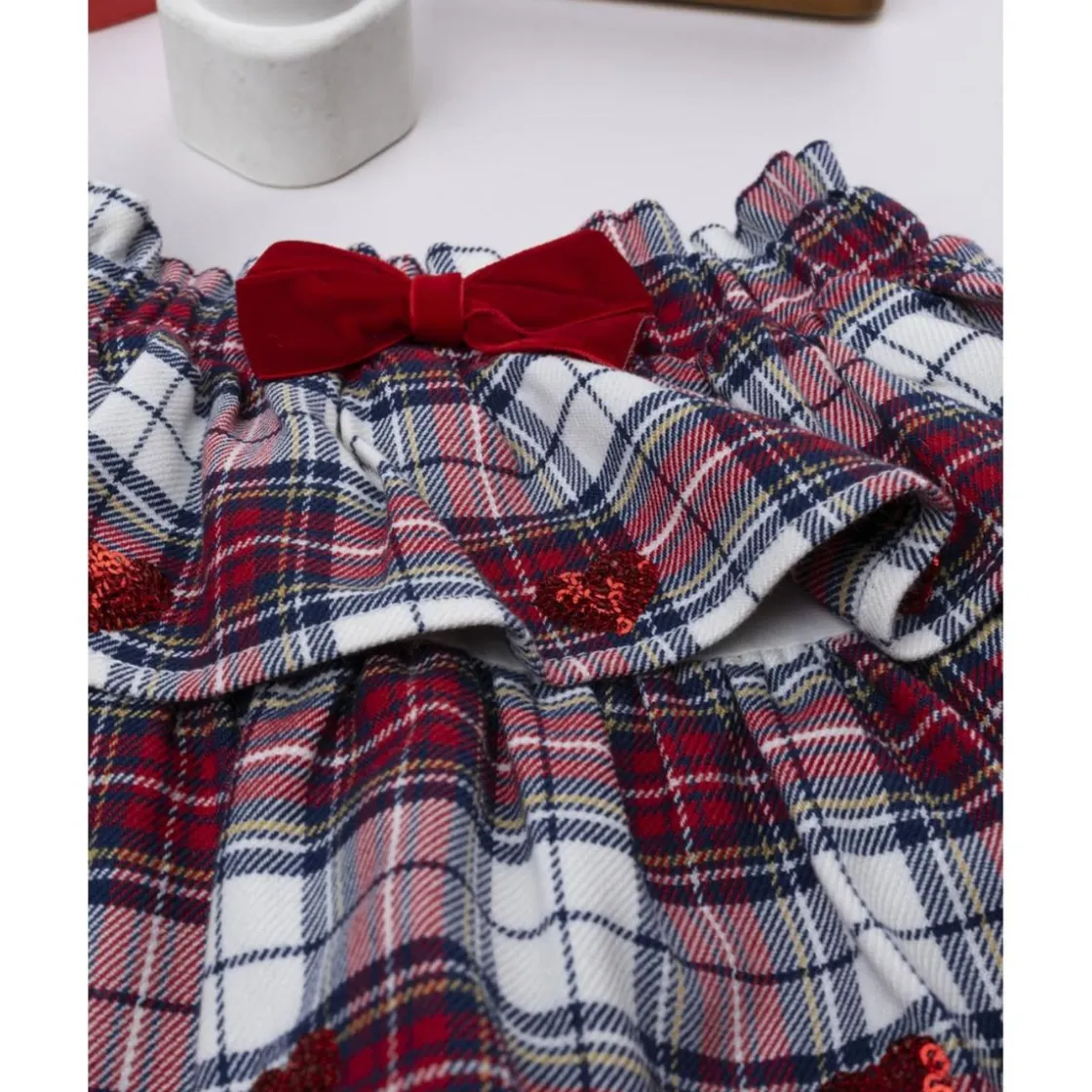 Prenatal Falda niña tartán con lazo de terciopelo* Niña·Bebé Niña 3-36 Meses|Bebé Niña 3-36 Meses·Leggings Y Faldas