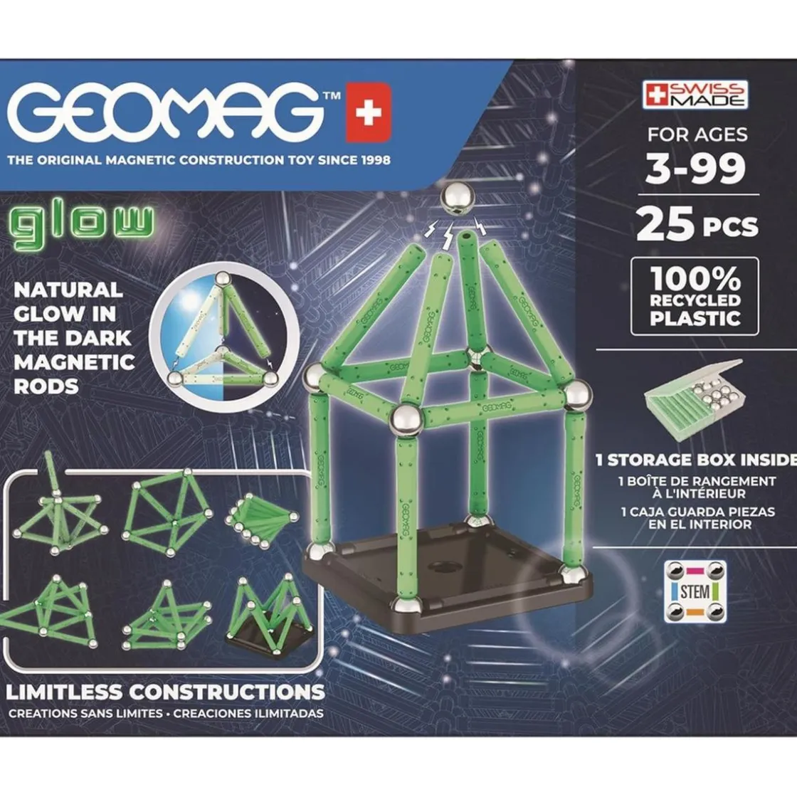 GEOMAC Geomag - Glow Recycled 25 piezas