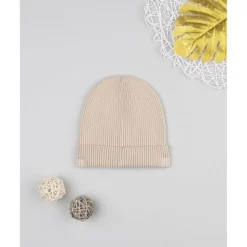Prenatal Gorro niña beige de canalé con Minnie