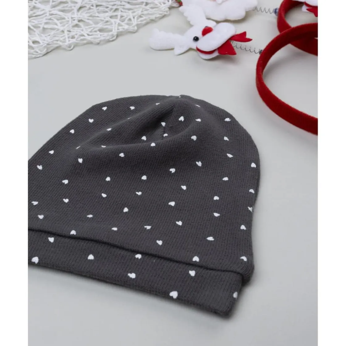 Prenatal Gorro niña gris con corazones