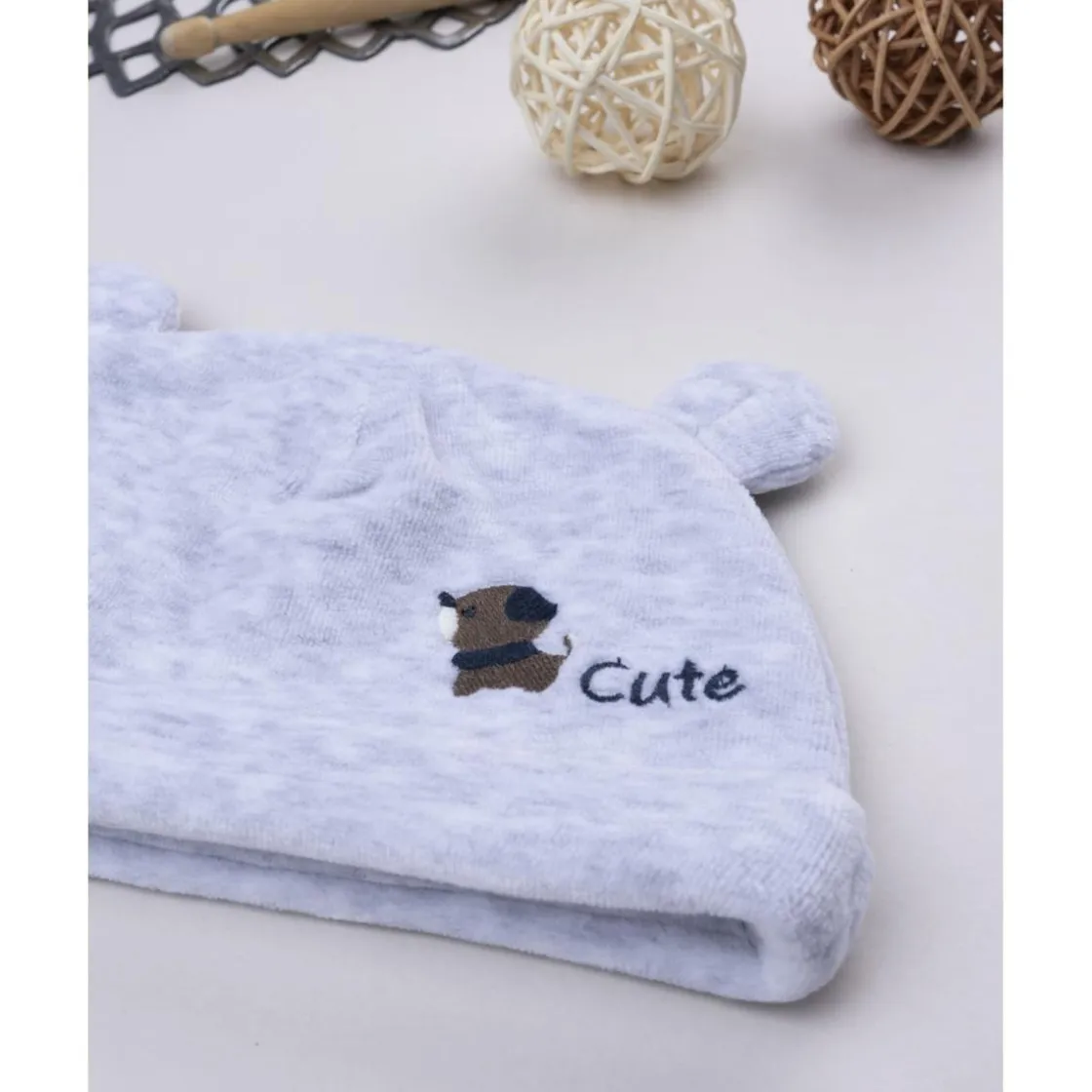Prenatal Gorro niño gris con perrito* Recién Nacido·Primeras Salidas|Primeras Salidas·Gorros, Viseras Y Manoplas