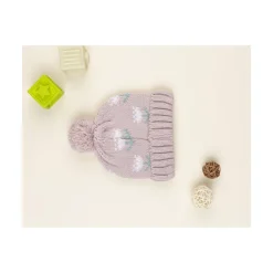 Prenatal Gorro rosa con pompón y bordado para niña