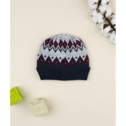 Prenatal Gorro tricot azul y gris con grecas para niño* Calzado Y Accesorios·Accesorios Y Complementos