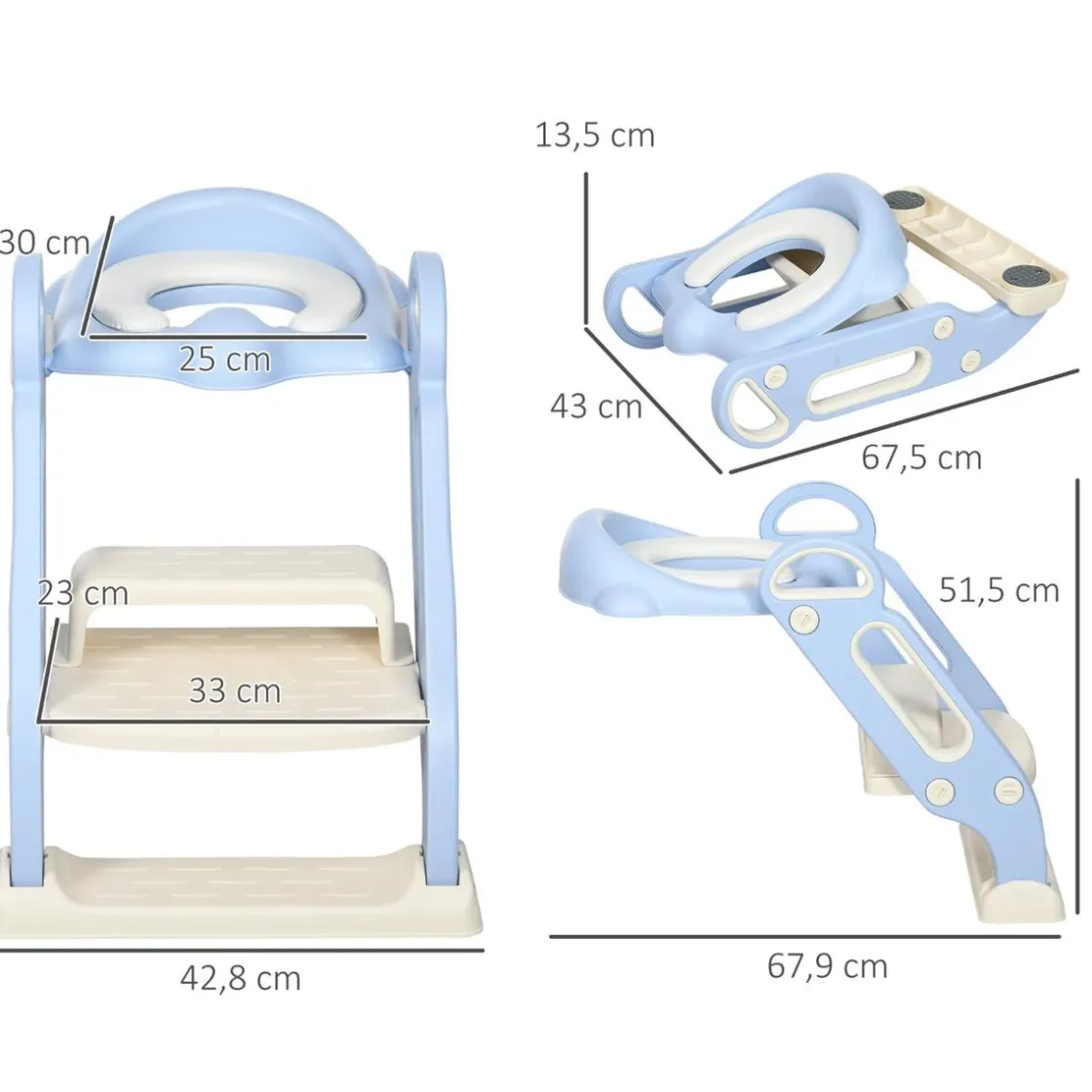 Homcom - Adaptador WC plegable Azul y Blanco* Baño Y Accesorios·Orinales Y Reductores