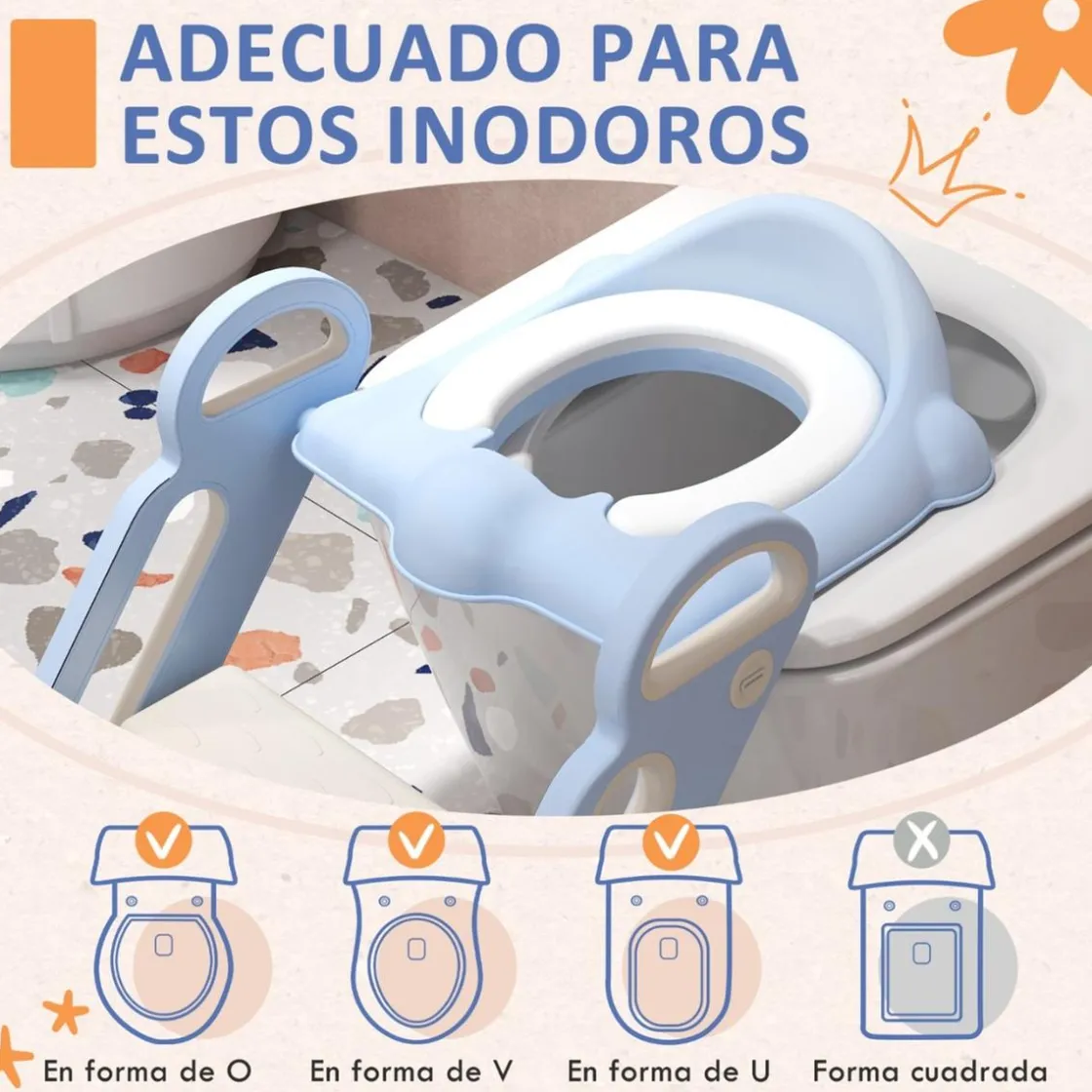 Homcom - Adaptador WC plegable Azul y Blanco* Baño Y Accesorios·Orinales Y Reductores