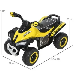 Homcom - Andador Quad Cuatrimoto Amarillo* Vehículos De Batería O A Pedales