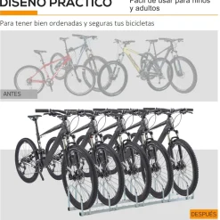 Homcom - Aparcamiento para 5 bicicletas Plata