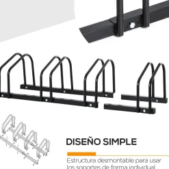 Homcom - Aparcamiento para 4 bicicletas Negro* Bicicletas