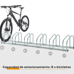 Homcom - Aparcamiento para 6 bicicletas Plata