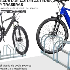 Homcom - Aparcamiento para 6 bicicletas Plata