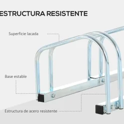 Homcom - Aparcamiento para 6 bicicletas Plata