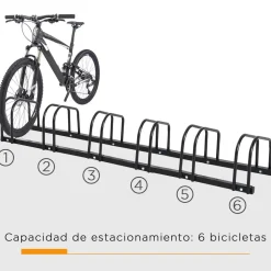 Homcom - Aparcamiento para 6 bicicletas Negro* Bicicletas