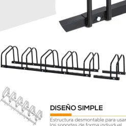 Homcom - Aparcamiento para 6 bicicletas Negro* Bicicletas
