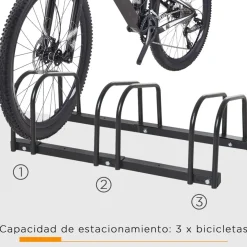 Homcom - Aparcamiento para 3 bicicletas Negro
