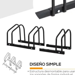 Homcom - Aparcamiento para 3 bicicletas Negro