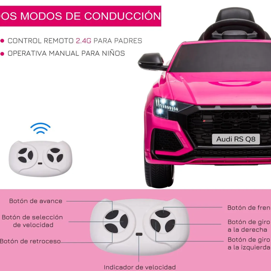 Homcom - Audi RS Q8 Batería con control remoto* Vehículos De Batería O A Pedales