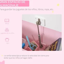 Homcom - Baúl para juguetes Madera Rosa