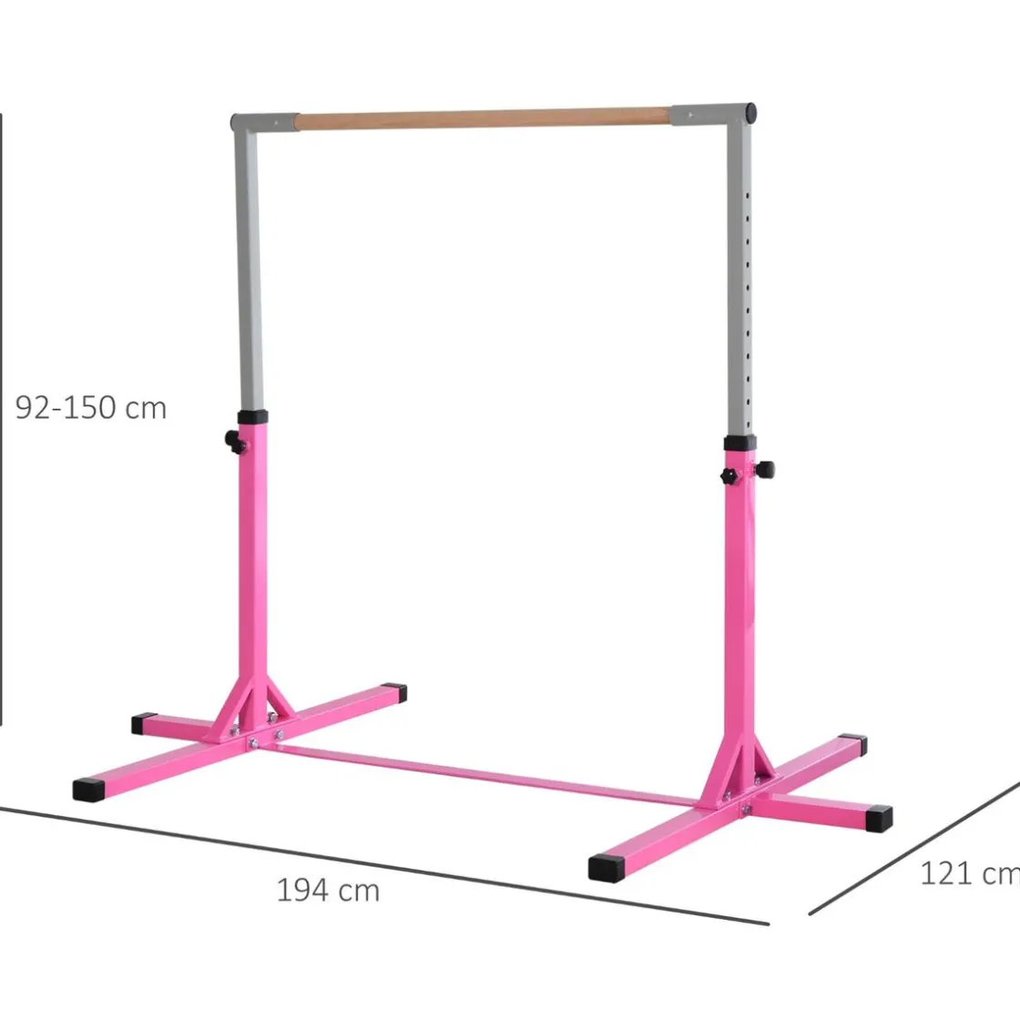 Homcom - Barra de gimnasia con altura ajustable Rosa* Deportes