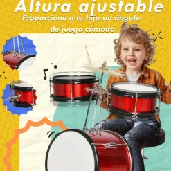 AIYAPLAY Homcom - Batería con taburete Rojo