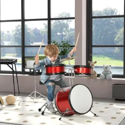 AIYAPLAY Homcom - Batería con taburete Rojo